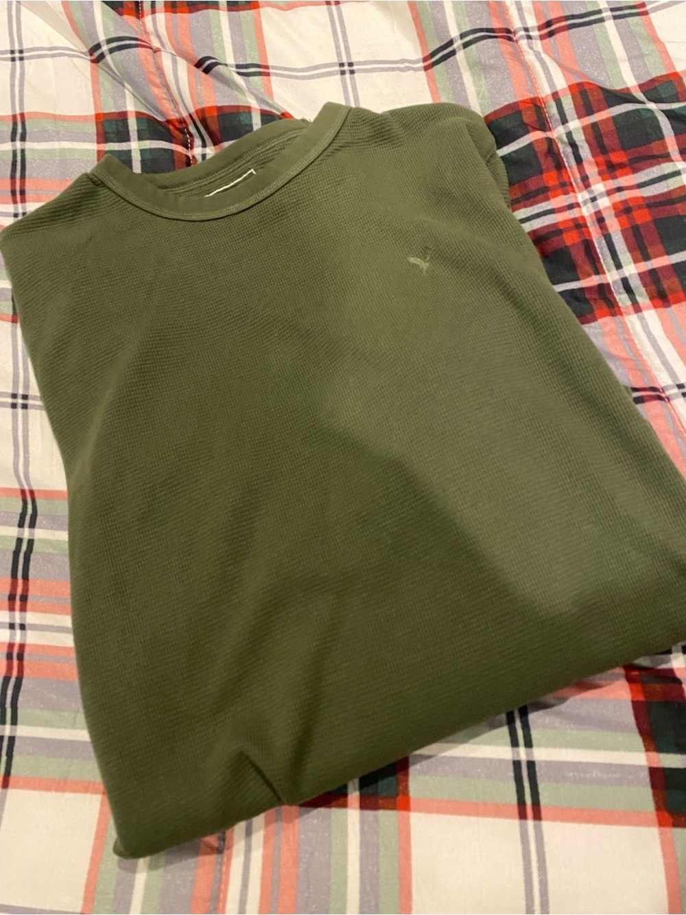 American Eagle Olive Green Men's Long-Sleeve Thermal Shirt
